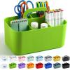 imageMultiuse Caddy Organizer w Handle  Stackable Plastic Tote Bin  Art Craft Supplies Office Desk Stationery Pen Holder Kitchen Utensil Makeup Bathroom Shower Cleaning Dorm Organizer  YellowGreen