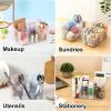 imageMultiuse Caddy Organizer w Handle  Stackable Plastic Tote Bin  Art Craft Supplies Office Desk Stationery Pen Holder Kitchen Utensil Makeup Bathroom Shower Cleaning Dorm Organizer  YellowFrosted Clear