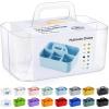 imageMultiuse Caddy Organizer w Handle  Stackable Plastic Tote Bin  Art Craft Supplies Office Desk Stationery Pen Holder Kitchen Utensil Makeup Bathroom Shower Cleaning Dorm Organizer  YellowFrosted Clear