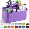 imageMultiuse Caddy Organizer w Handle  Stackable Plastic Tote Bin  Art Craft Supplies Office Desk Stationery Pen Holder Kitchen Utensil Makeup Bathroom Shower Cleaning Dorm Organizer  YellowPurple