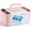 imageMultiuse Caddy Organizer w Handle  Stackable Plastic Tote Bin  Art Craft Supplies Office Desk Stationery Pen Holder Kitchen Utensil Makeup Bathroom Shower Cleaning Dorm Organizer  YellowPink