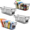 image4 Pack  XXXL Large  STACKABLE Wire Baskets for Organizing  Pantry Storage and Organization Metal Bins for Produce Food Fruit  Kitchen Bathroom Closet Cabinet Countertop Under Sink OrganizerXL LARGE
