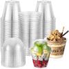 image50 Sets 9 oz Clear Plastic Cups with Dome Lids No Hole  Disposable Cups for Ice CreamCakeFruitParfait Dessert Pudding and Jello Shot100 Sets