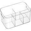 image5Compartment Clear Plastic Bin  Divided Art Supplies Cosmetic Makeup Caddy Organizer  Multiuse Storage Container for Vanity Bathroom Kitchen Office Craft Shower Cleaning Items 1 Pack