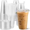 imageAOZITA 100 Pack 16 Oz Plastic Cups With Lids and Straws Iced Coffee Cups With Lids Disposable Clear Cups With Lids  for Iced Coffee Smoothie Milkshake and Cold Drinks12 Oz