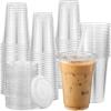 imageAOZITA 120 Sets  16 oz Clear Plastic Cups with Lids Disposable Cups With Straw Slot Lids for Cold Drinks Milkshake Smoothie Iced Coffee and TOGO Drinkings16 oz