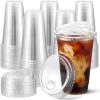 imageAOZITA 24 oz  100 Sets Crystal Clear Plastic Cups With Strawless SipLids BPA Free Disposable Plastic Cups with Lids To Go Cups for Iced Coffee Smoothies Party Drinks Bubble Tea Cold Beverage