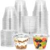 imageAOZITA 50 Sets 9 oz Clear Plastic Cups With Flat Lids No Hole Disposable Cups With Lids for Ice Cream Pudding Cake Snacks Smoothie Milkshake Cold Drinks100 Sets