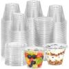 imageAOZITA 50 Sets 9 oz Clear Plastic Cups With Flat Lids No Hole Disposable Cups With Lids for Ice Cream Pudding Cake Snacks Smoothie Milkshake Cold Drinks50 Sets