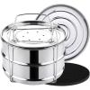 imageAozita 3 Quart Stackable Steamer Insert Pans  Accessories for Instant Pot Mini 3 qt  Pot in Pot Baking Casseroles Lasagna Pans Food Steamer for Pressure Cooker Upgrade Interchangeable Lids3 Qt