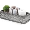 imageLarger Compartments Toilet Tank Topper Paper Basket  Multiuse Hand Woven Plastic Wicker Basket with Divider for Organizing Rustic Farmhouse Bathroom Decor Countertop Organizer Storage BrownGrey