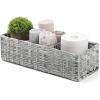 imageLarger Compartments Toilet Tank Topper Paper Basket  Multiuse Hand Woven Plastic Wicker Basket with Divider for Organizing Rustic Farmhouse Bathroom Decor Countertop Organizer Storage BrownGray Wash