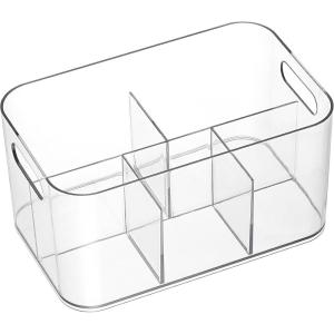 image5Compartment Clear Plastic Bin  Divided Art Supplies Cosmetic Makeup Caddy Organizer  Multiuse Storage Container for Vanity Bathroom Kitchen Office Craft Shower Cleaning Items 1 Pack