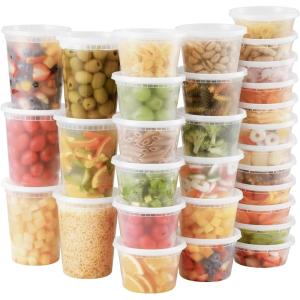 imageAOZITA 24 Sets Plastic Deli Food Containers With Lids 8 oz 16oz 32oz Variety pack Airtight Food Storage Containers FreezerDishwasherMicrowave Safe Soup Containers For Takeout Food Storage48 Sets