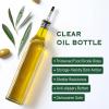 imageAOZITA 17oz Glass Olive Oil Bottle Dispenser  500ml Green Oil and Vinegar Cruet with Pourers and Funnel  Olive Oil Carafe Decanter for KitchenClear