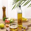 imageAOZITA 17oz Glass Olive Oil Bottle Dispenser  500ml Green Oil and Vinegar Cruet with Pourers and Funnel  Olive Oil Carafe Decanter for KitchenClear With Measurements