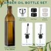 imageAOZITA 17oz Glass Olive Oil Bottle Dispenser  500ml Green Oil and Vinegar Cruet with Pourers and Funnel  Olive Oil Carafe Decanter for KitchenDark Brown