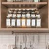 imageAOZITA 24 Pcs Glass Spice Jars with White Printed Spice Labels  4oz Empty Square Spice Bottles  Shaker Lids and Airtight Metal Caps  Silicone Collapsible Funnel