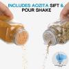 imageAOZITA 36 Pcs Glass Spice Jars with Spice Labels  4oz Empty Square Spice Bottles  Shaker Lids and Airtight Metal Caps  Chalk Marker and Silicone Collapsible Funnel Included