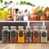 imageAOZITA 36 Pcs Glass Spice Jars with Spice Labels  4oz Empty Square Spice Bottles  Shaker Lids and Airtight Metal Caps  Chalk Marker and Silicone Collapsible Funnel Included