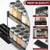 imageAOZITA Pull Out Spice Rack Organizer for Cabinet with 20 Glass Spice Jars Funnel Preprinted Spice Labels Funnel Heavy Duty Slide Out Seasoning Organizer for Kitchen Cabinets