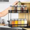 imageAOZITA Pull Out Spice Rack Organizer for Cabinet with 20 Glass Spice Jars Funnel Preprinted Spice Labels Funnel Heavy Duty Slide Out Seasoning Organizer for Kitchen Cabinets
