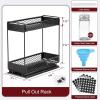 imageAOZITA Pull Out Spice Rack Organizer for Cabinet with 20 Glass Spice Jars Funnel Preprinted Spice Labels Funnel Heavy Duty Slide Out Seasoning Organizer for Kitchen Cabinets
