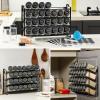 imageAOZITA Spice Rack Organizer with 28 Empty Spice Jars Funnel Labels  Seasoning Organizer for Countertop Cabinet Kitchen PantryBlack
