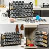imageAOZITA Spice Rack Organizer with 28 Empty Spice Jars Funnel Labels  Seasoning Organizer for Countertop Cabinet Kitchen PantrySilver