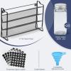 imageAOZITA Spice Rack Organizer with 28 Empty Spice Jars Funnel Labels  Seasoning Organizer for Countertop Cabinet Kitchen PantrySilver