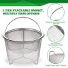 imageAOZITA Steamer Basket for Instant Pot Accessories 6 qt or 8 quart  2 Tier Stackable 188 Stainless Steel Mesh  Silicone Handle  Vegetable Steamer Insert Egg Basket Pasta StrainerSilver