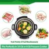 imageAOZITA Steamer Basket for Instant Pot Accessories 6 qt or 8 quart  2 Tier Stackable 188 Stainless Steel Mesh  Silicone Handle  Vegetable Steamer Insert Egg Basket Pasta StrainerSilver