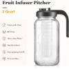 imageHeavy Duty Mason Jar Fruit Infuser Water Pitcher Leakproof Glass Pitcher with Filter Lid Wide Mouth Glass Jar  2 Quart