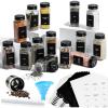 imageAOZITA 14 Pcs Glass Spice Jars with Spice Labels  8oz Empty Square Spice Bottles  Shaker Lids and Airtight Metal Caps  Chalk Marker and Silicone Collapsible Funnel Included4 oz