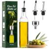 imageAOZITA 17oz Glass Olive Oil Bottle Dispenser  500ml Green Oil and Vinegar Cruet with Pourers and Funnel  Olive Oil Carafe Decanter for KitchenClear
