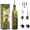 imageAOZITA 17oz Glass Olive Oil Bottle Dispenser  500ml Green Oil and Vinegar Cruet with Pourers and Funnel  Olive Oil Carafe Decanter for KitchenDark Green