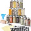 imageAOZITA 24 Pcs Glass Spice Jars with Labels  4oz Empty Square Spice Bottles Containers Condiment Pot Shaker Lids and Airtight Metal Caps  Silicone Collapsible FunnelAO001