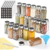 imageAOZITA 36 Pcs Glass Spice Jars with Spice Labels  4oz Empty Square Spice Bottles  Shaker Lids and Airtight Metal Caps  Chalk Marker and Silicone Collapsible Funnel Included