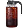 imageAOZITA 64 oz Glass Pitcher with Lid  2 Quart Mason Jar Pitcher with Filter Lid Wide Mouth Jar Leakproof Water Jug Heavy Duty Glass Container for Water Juice Milk Tea Iced Coffee and DrinksBlack