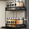 imageAOZITA Pull Out Spice Rack Organizer for Cabinet with 20 Glass Spice Jars Funnel Preprinted Spice Labels Funnel Heavy Duty Slide Out Seasoning Organizer for Kitchen Cabinets