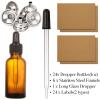 image24 Pcs 2 oz Dark Amber Dropper Bottles with 6 Small Funnels ampamp 1 Long Glass Labels  60ml Tincture Bottles w Eye Dropper for Essential Oils Perfume Hair Oil Liquids  Leak Proof Travel Bottles1 OZ
