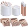 image600Pcs Rose Gold Plastic Dinnerware Set for 100 Guests Disposable Plastic Plates for Party Wedding Birthday Includes Dinner Plates 100 Salad Plates 100 Spoons 100 Forks 100 Knives 100 CupsRose Gold