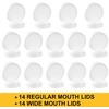 image:imageAOZITA 14 Wide amp14 Regular Mouth Mason Jar Lids with Sealing Rings  28 Pack White Plastic Storage Lids  Solid Caps for Ball Kerr Canning Jars  100 Sealing