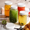 image:imageAOZITA 14 Wide amp14 Regular Mouth Mason Jar Lids with Sealing Rings  28 Pack White Plastic Storage Lids  Solid Caps for Ball Kerr Canning Jars  100 Sealing